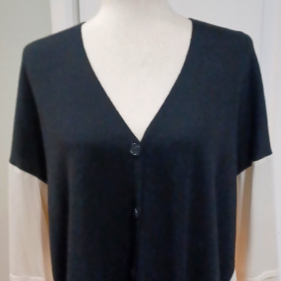 Reiss Addison wool blend colorblock button down V-neck cardigan blouse top 8 - Picture 10 of 16